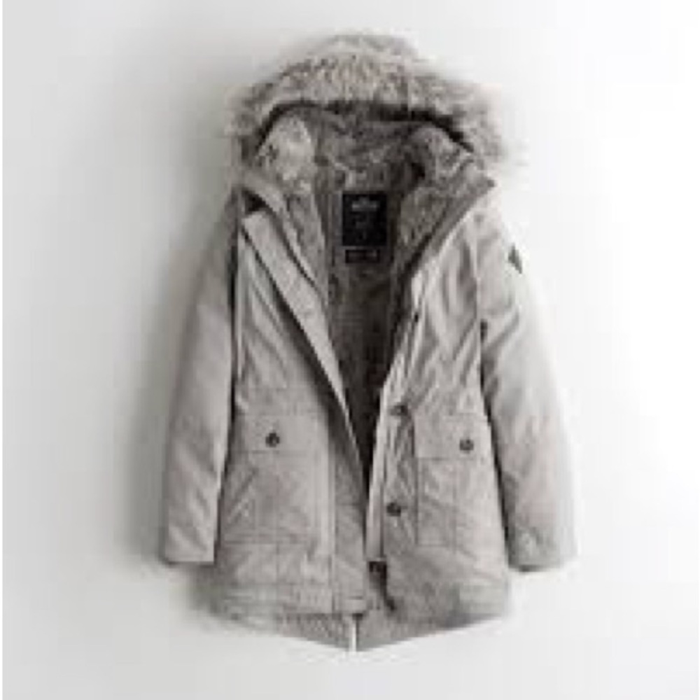 Hollister Gray Fur-Lined Parka